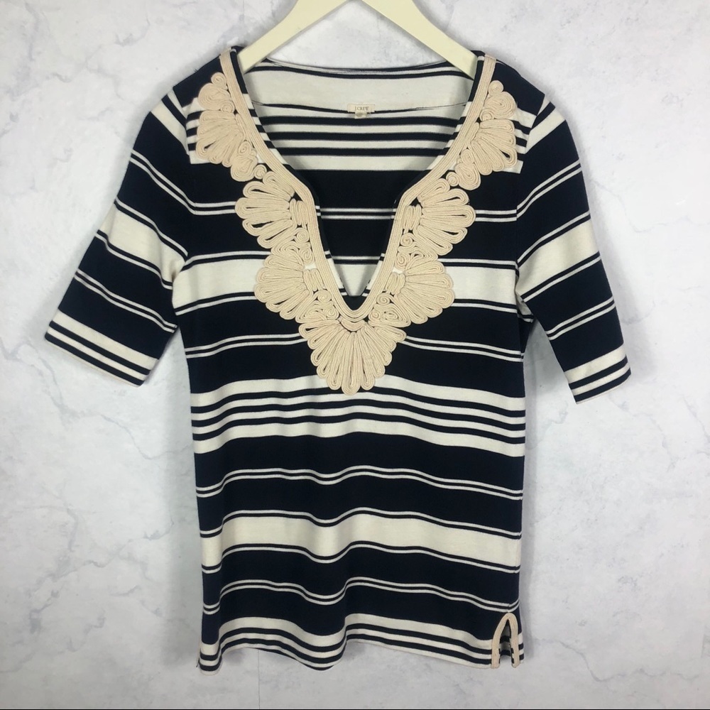 [J.Crew] Nautical Stripe Rope Tunic V Neck